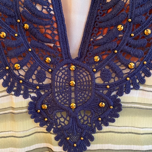 Alfred Dunner Striped Top with Blue Lace Accent - Picture 2 of 9